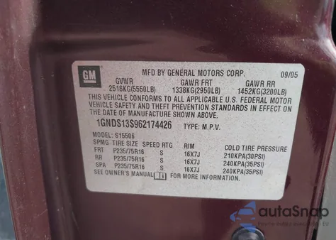 2006 Chevrolet Trailblazer Ls из США, поврежденный, VIN 1GNDS13S962174426